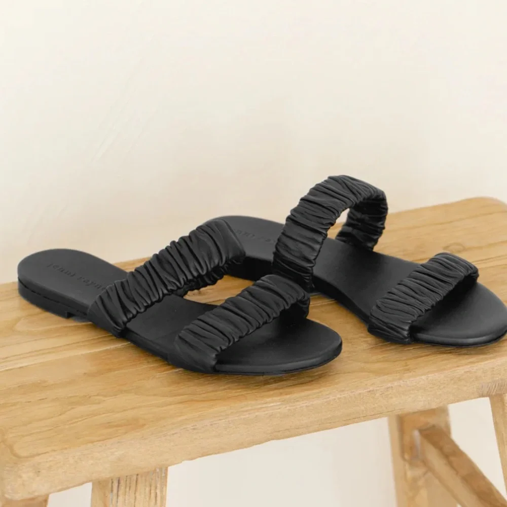 Jenni Kayne Dune leather ruched 2 strap sandals EU39 US9
